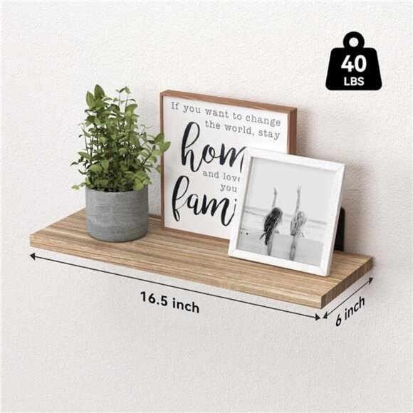 Wood Floating Shelves for Wall Decor, Wall Shelves Set of 6  Wood Floating Shelves Set of 6, Shelves for Wall Decor, Farmhouse Shelf